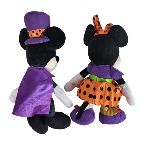 Disney Halloween Mickey & Minnie Plush Dolls 11" Cape Hat Bat Embroidered Eyes - Picture 6 of 10